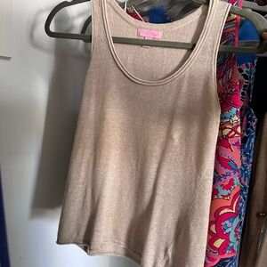 Lilly Pulitzer Gold Metallic Knit Tank Top